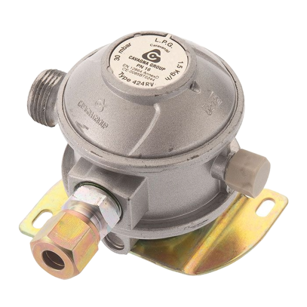 CAVAGNA 30MBAR BULKHEAD GAS REGULATOR 8MM ANGLED